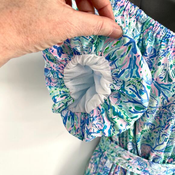 Lilly Pulitzer NEW Tamie Off The Shoulder Dress SZ XL Surf Blue Soleil It on Me - Picture 5 of 14